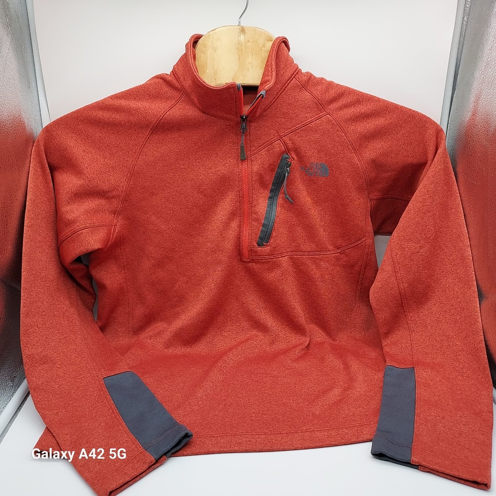 The North Face Mens Quarter Zip Fleece Pullover Orange Heathered Size‎ M